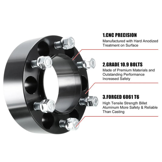 4pcs 2" Thick M12x1.5 6x5.5" Wheel Spacers Adapters