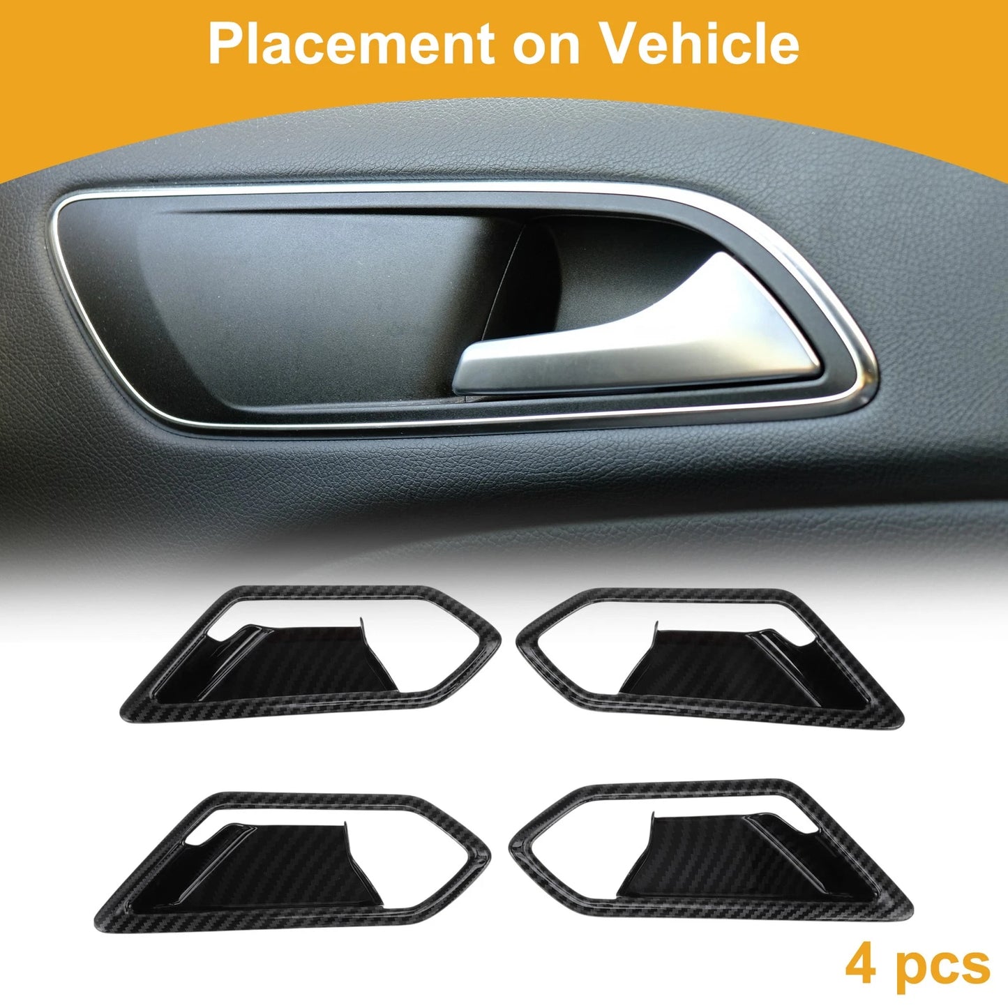 Interior Door Handle Bowl Cover Trim for VW ID.4X (2021–2022) Carbon Fiber Black