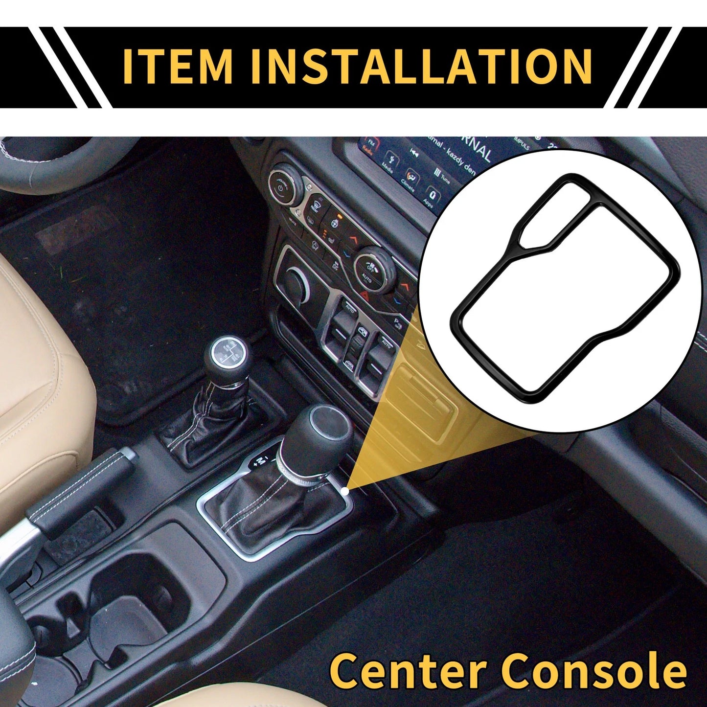 Center Console Gear Shift Frame Cover Trim for Jeep Wrangler JL JLU (2018–2023)