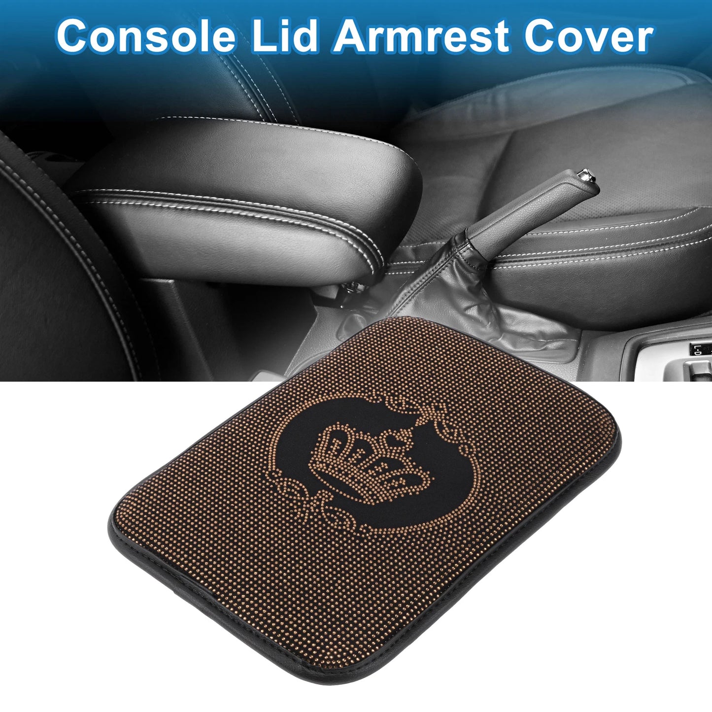 Armrest Cushion Pad for Car (12.20"x8.46", Suede, Champagne Gold)