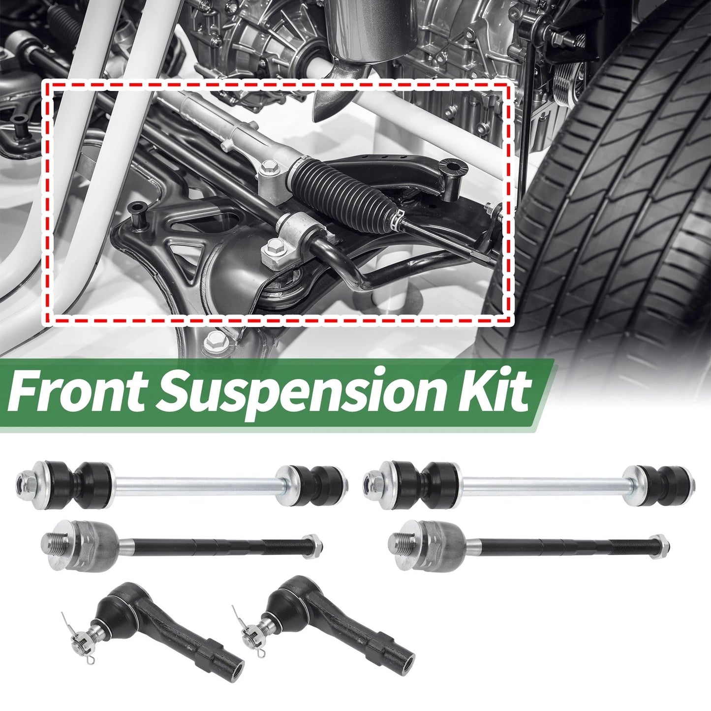 Set of 6 Front Suspension Kit Tie Rod Ends & Sway Bar Link for Ford Explorer