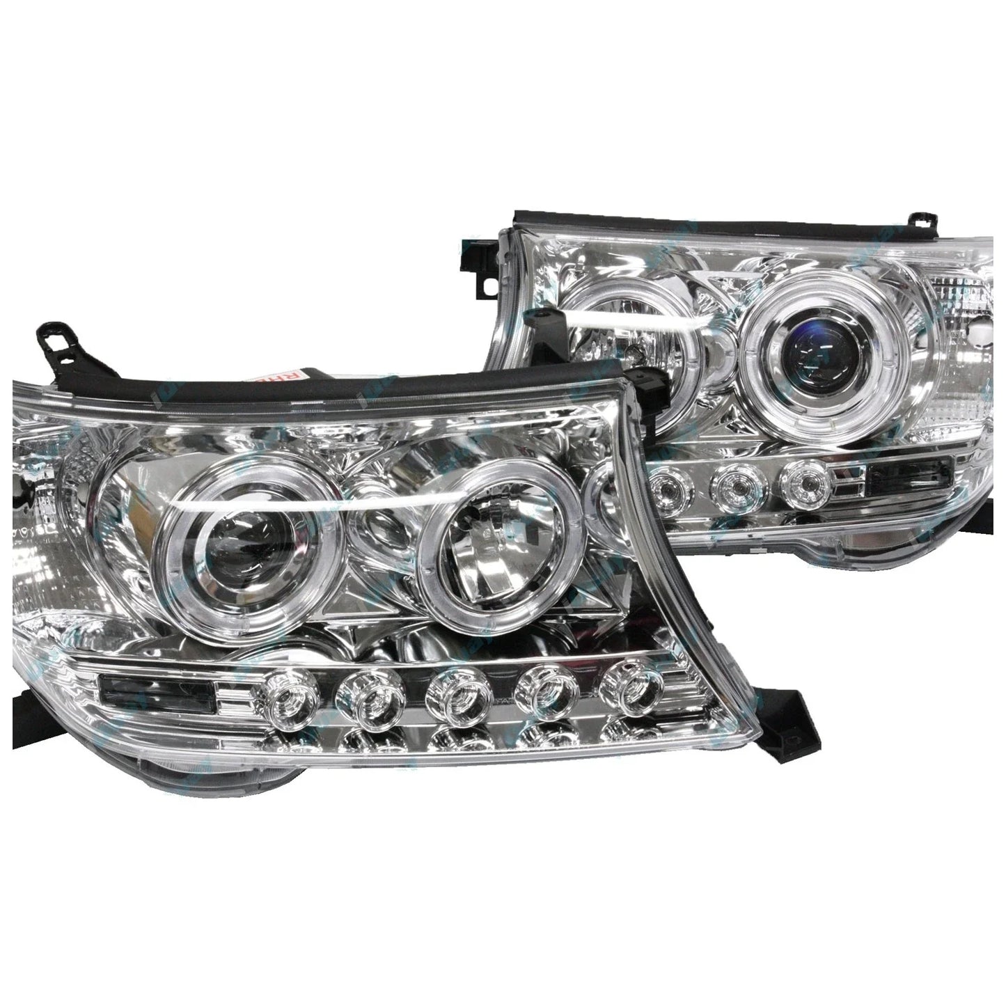 Angel-eye Projector LED Chrome Headlights for Landcruiser 200 Series (2007-2015)