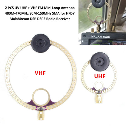 2X Donut Antenna VHF UHF FM Mini Loop for Malahiteam DSP HFDY Radio Receiver