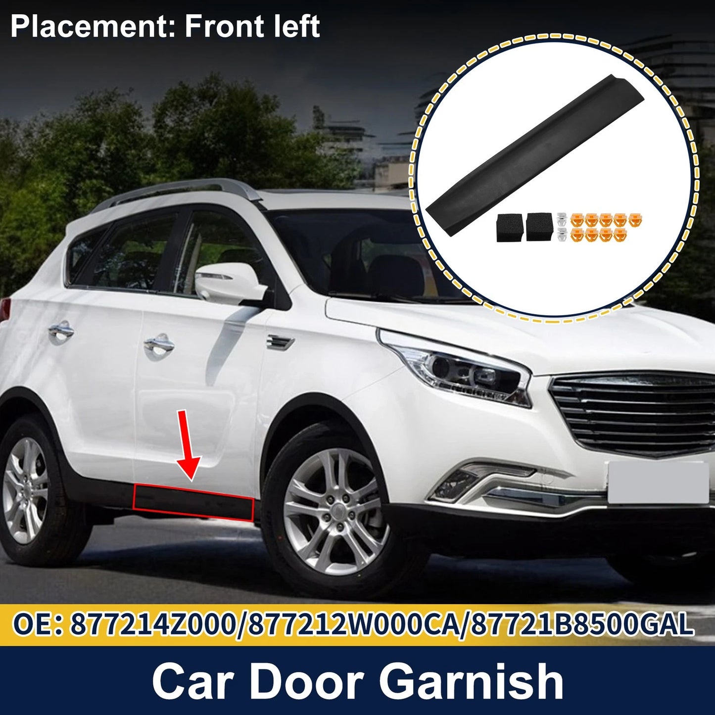 Front Left Door Lower Trim Panel No. 877214Z000 for Hyundai Santa Fe XL (2013–2019)