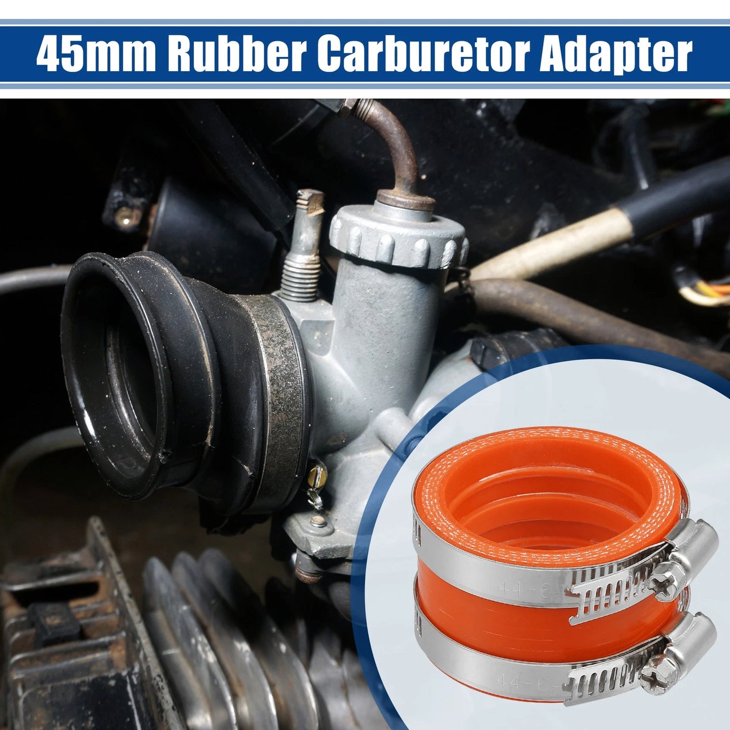 Carburetor Adapter Inlet Intake Pipe Boot   - 45mm ID, Orange