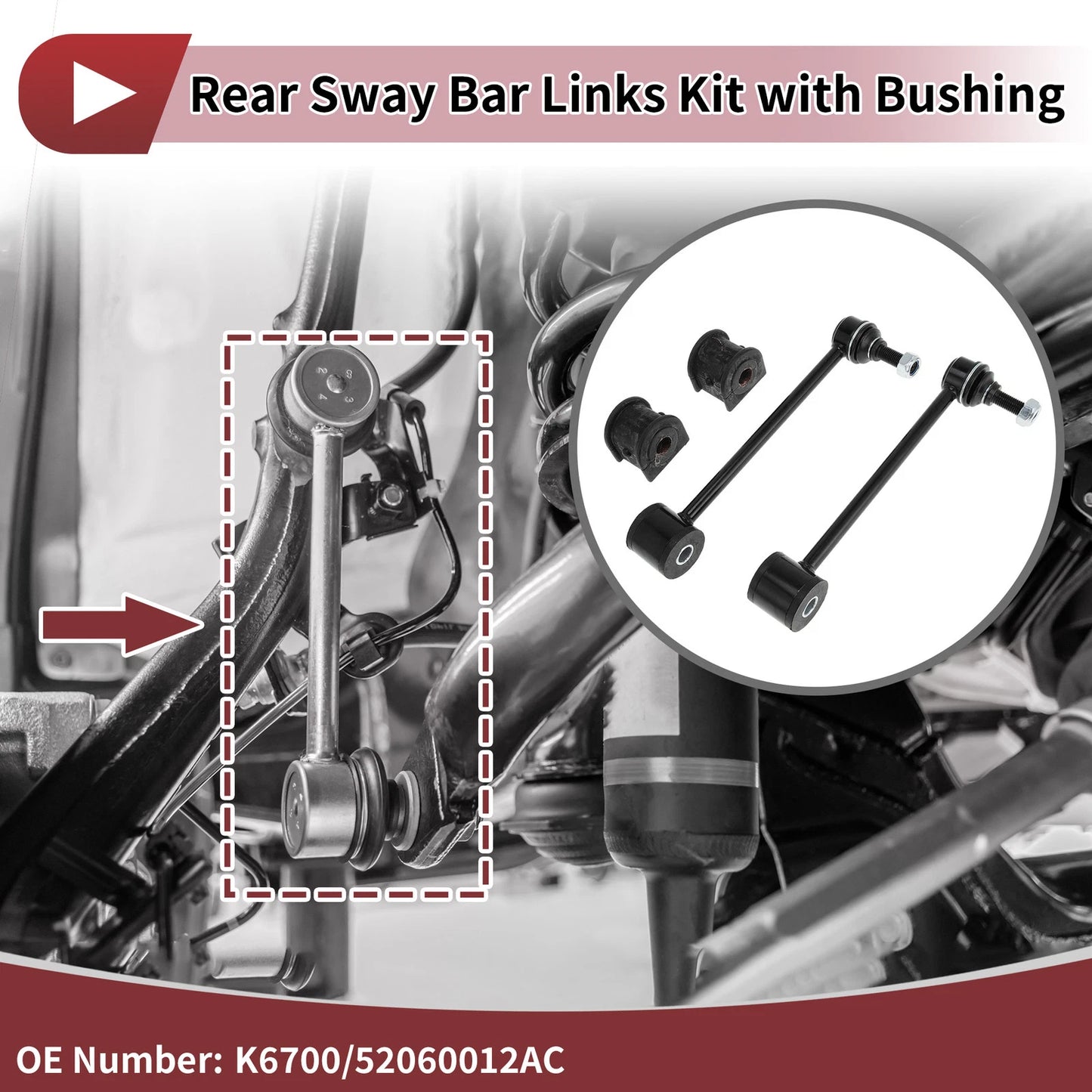 Set of 2 Rear Stabilizer Bar Links with Bushings for GMC Yukon (2000–2014) No.K6700