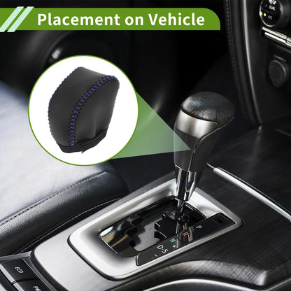 Lexus NX250 Gear Shift Knob Cover 2 x Black Blue Faux Leather (2022-2023)