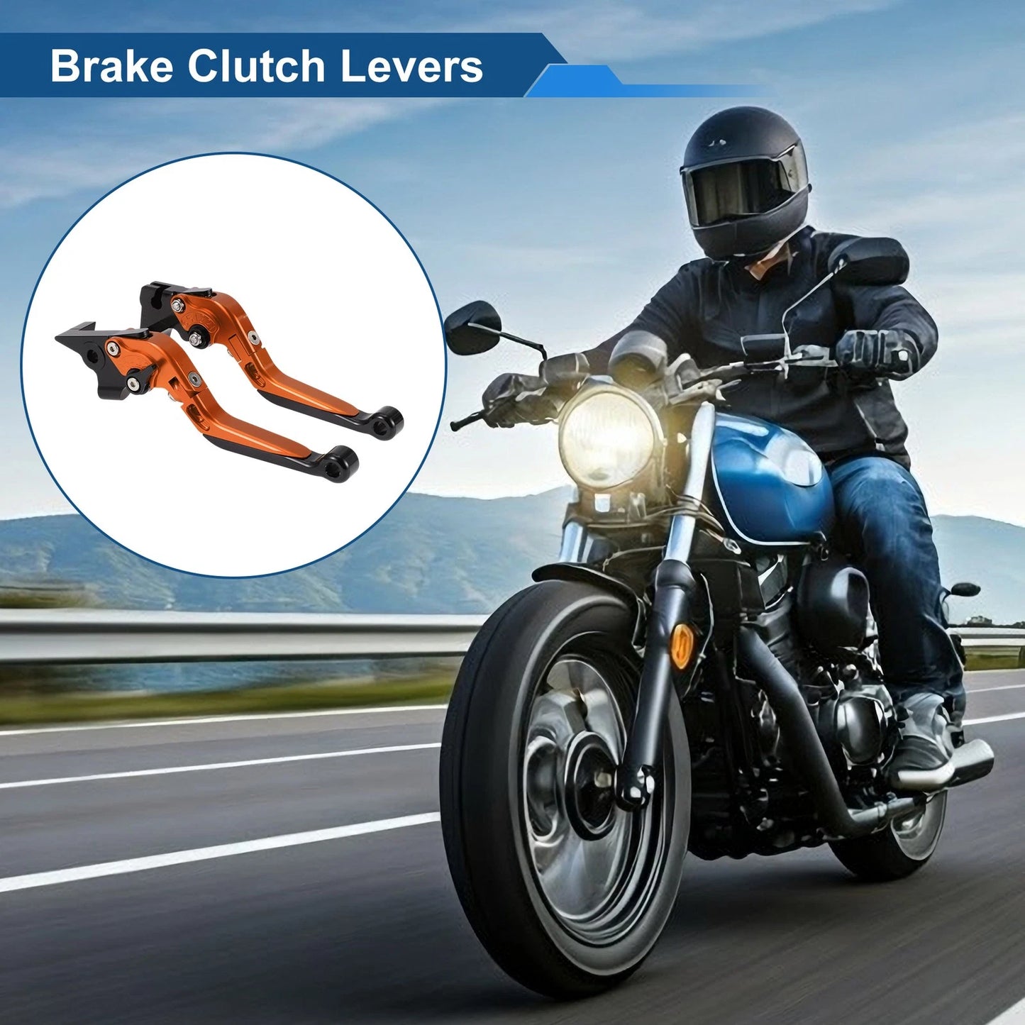 Adjustable Brake Clutch Levers for Yamaha MT-07 (2014–2022) 1 Pair Orange Black