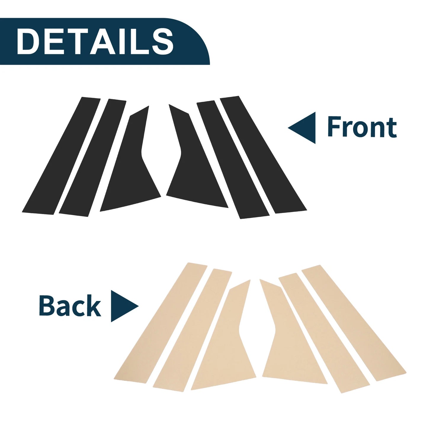 Set of 6 Door Pillar Window Trim for Honda Civic (2022–2024) Black