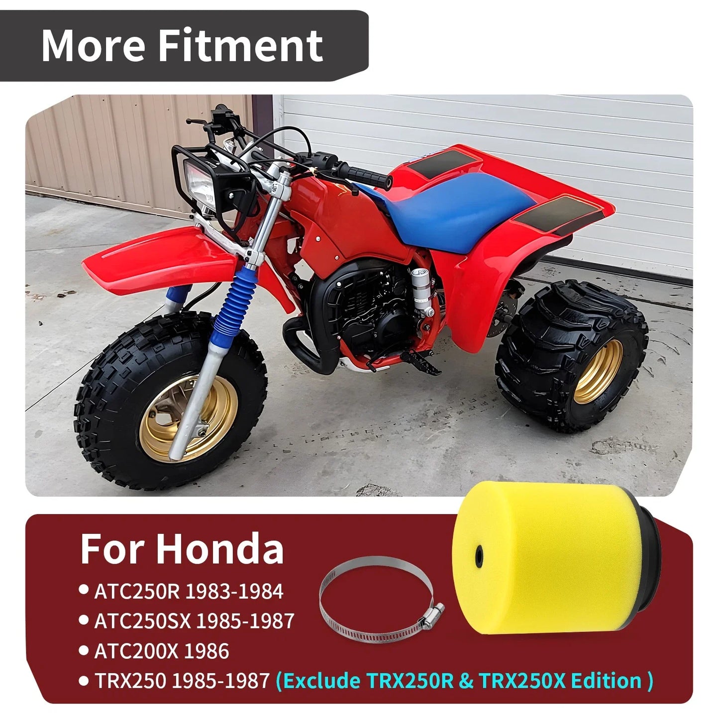 Air Filter Element for Honda ATC250R/ATC250SX/ATC200X (1983–1987)