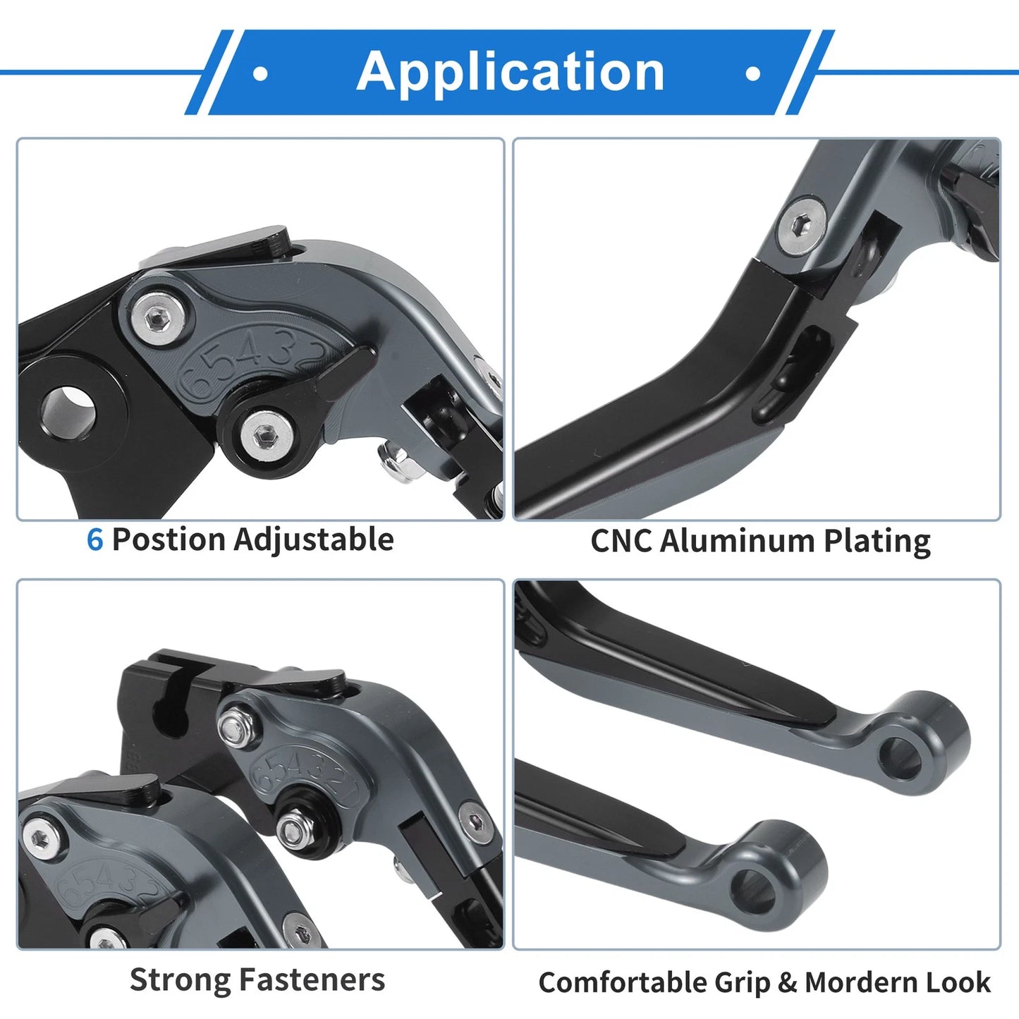 Adjustable Brake Clutch Levers for Yamaha YZF R1 (1 Pair) Titanium Black