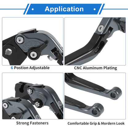 Adjustable Brake Clutch Levers for Yamaha YZF R1 (1 Pair) Titanium Black