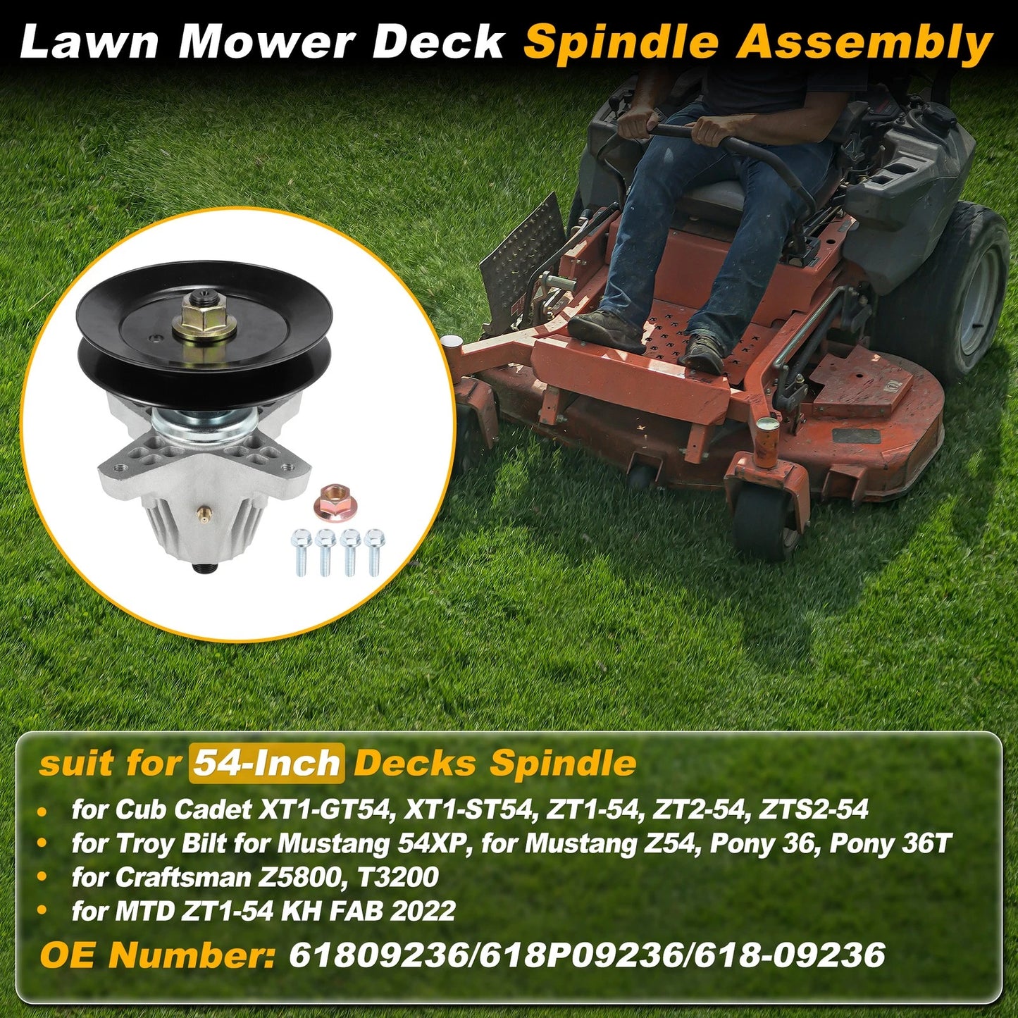 618-09236 Lawn Mower Deck Spindle for Cub Cadet, Craftsman, Troy Bilt (54")