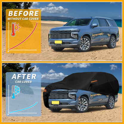 Waterproof Car Cover for Chevrolet Tahoe (190T-PU, Black, All Weather)