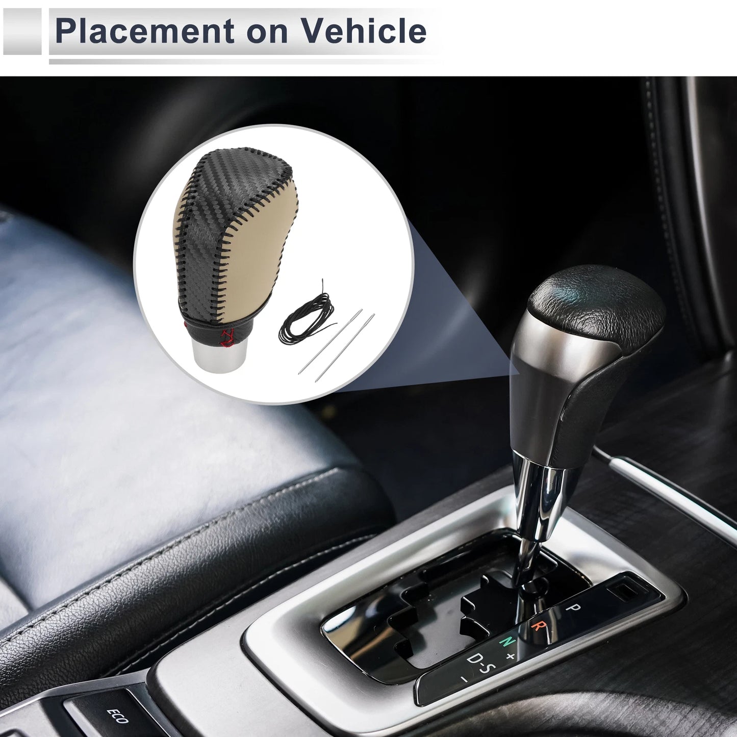 Gear Shift Knob Cover for Toyota Avalon (2019–2022) Black Carbon Fiber