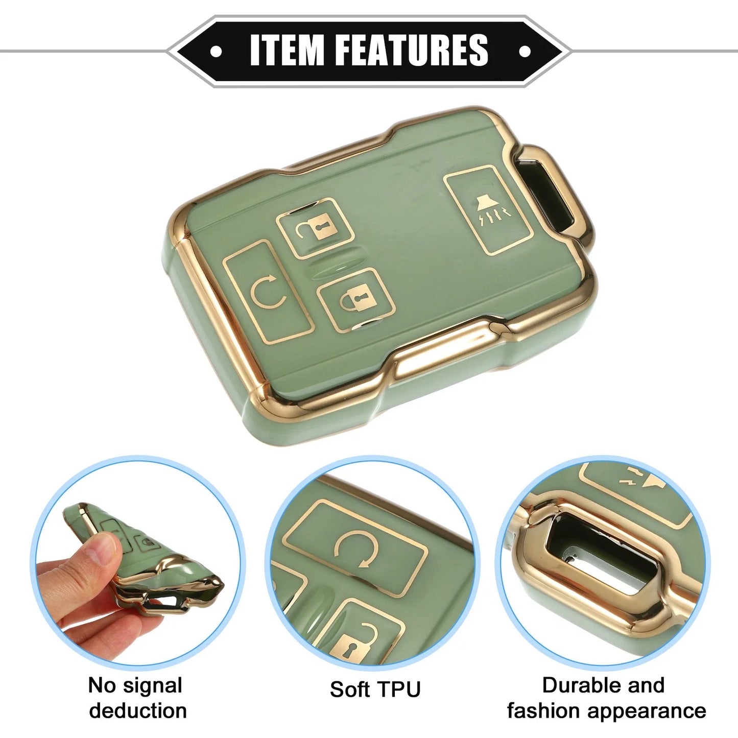 TPU Green 4 x Button Remote Keyless Key Fob Cover for Chevy Suburban & GMC