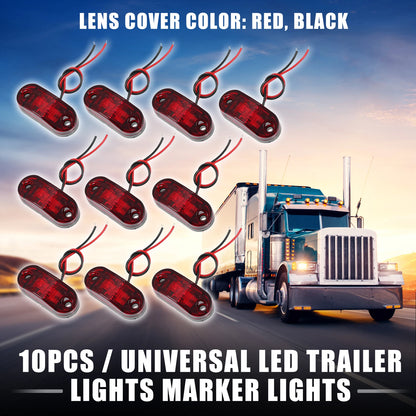 10X LED Trailer Marker Lights for Truck (24V, Waterproof, Red)