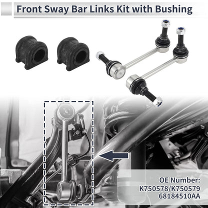 Front Stabilizer Bar Links with 2 Pcs Bushing for Jeep Grand Cherokee (1999–2021) No.K750578