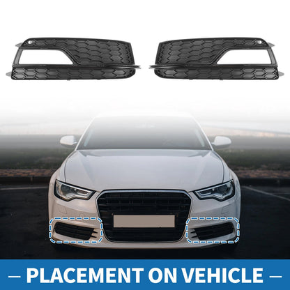 1 Pair Fog Light Grill for Audi A5 (2013–2017) No. 8T0807681K/8T0807682K ABS Black