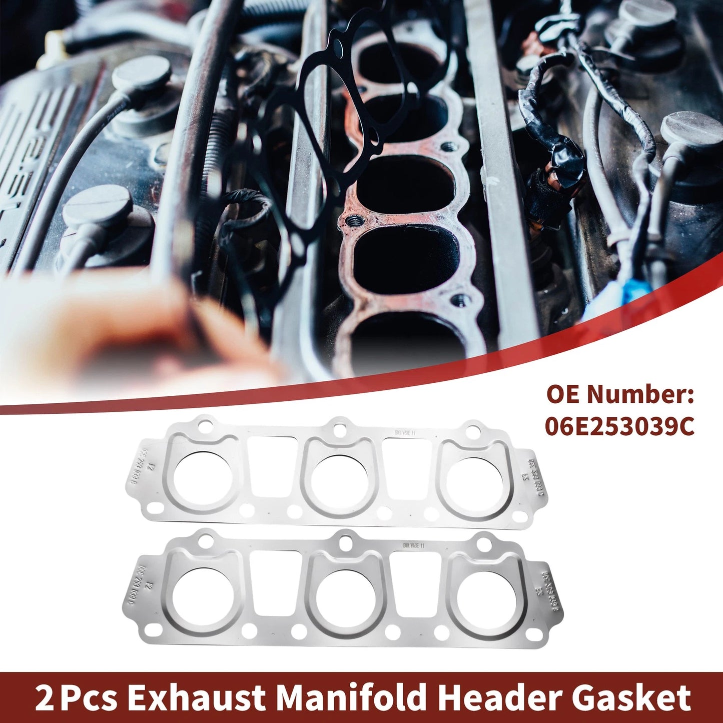 2X Exhaust Manifold Header Gasket for Audi A6 (2014–2018) No. 06E253039C