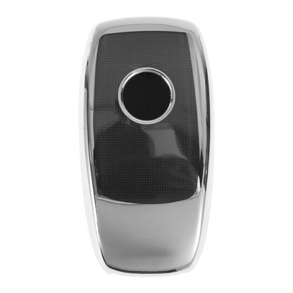 TPU Car Key Case for Mercedes Benz E Class (2017) - Silver Tone, 3 Buttons
