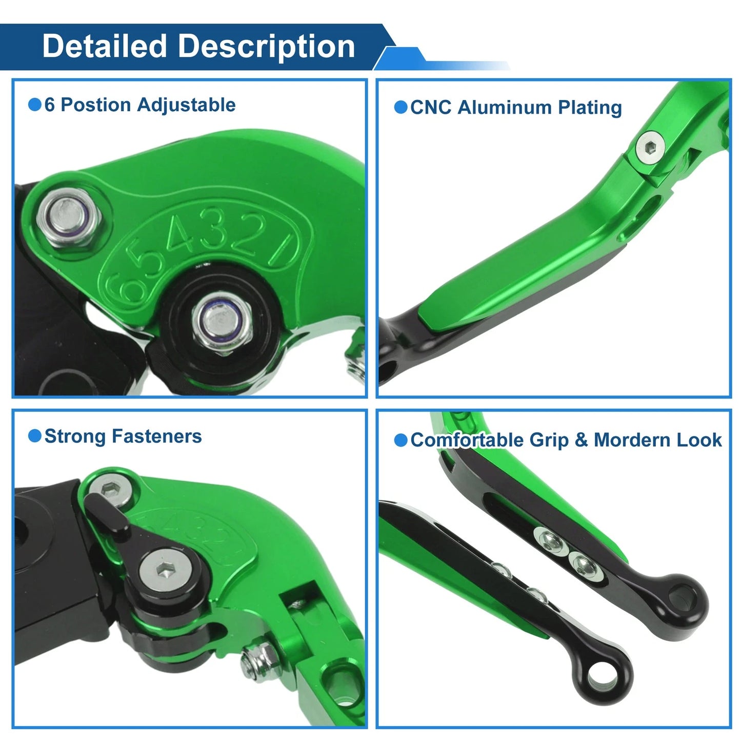 Adjustable Brake Clutch Levers for Kawasaki Z650 (2017–2023) Green Black