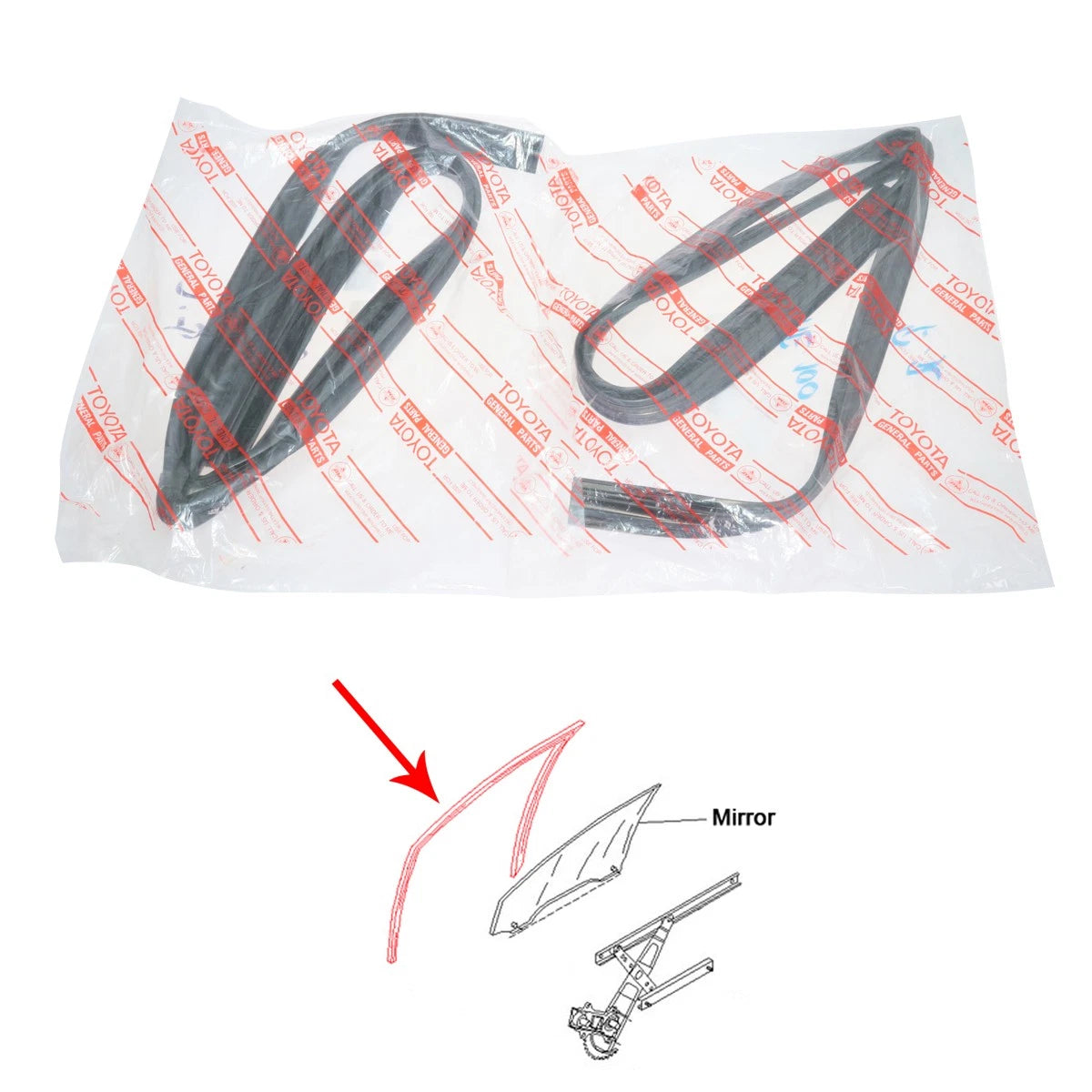 Set of 2 Door Glass Run Channel Seals for Toyota Corolla (E100–E105)