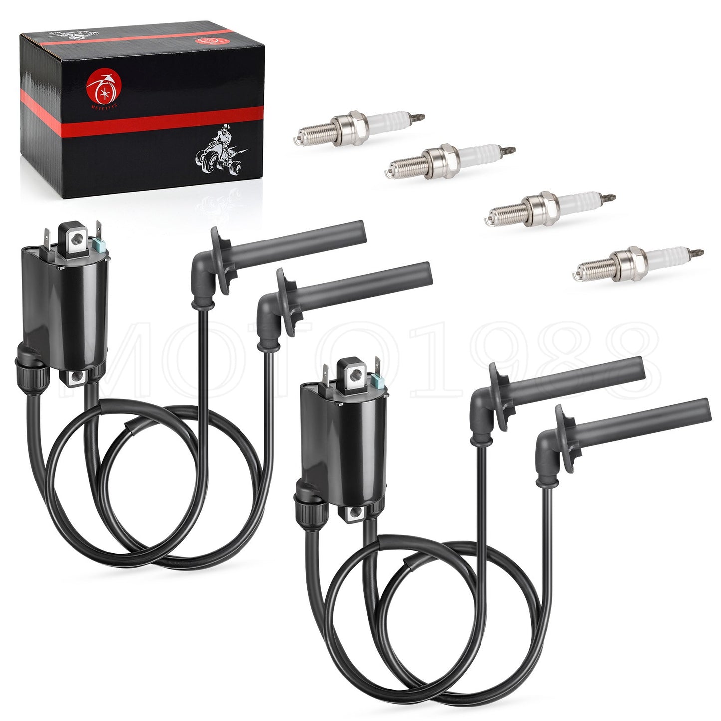 Set of 2 Ignition Coils & Spark Plugs for Honda Magna 750 (1995–1996)