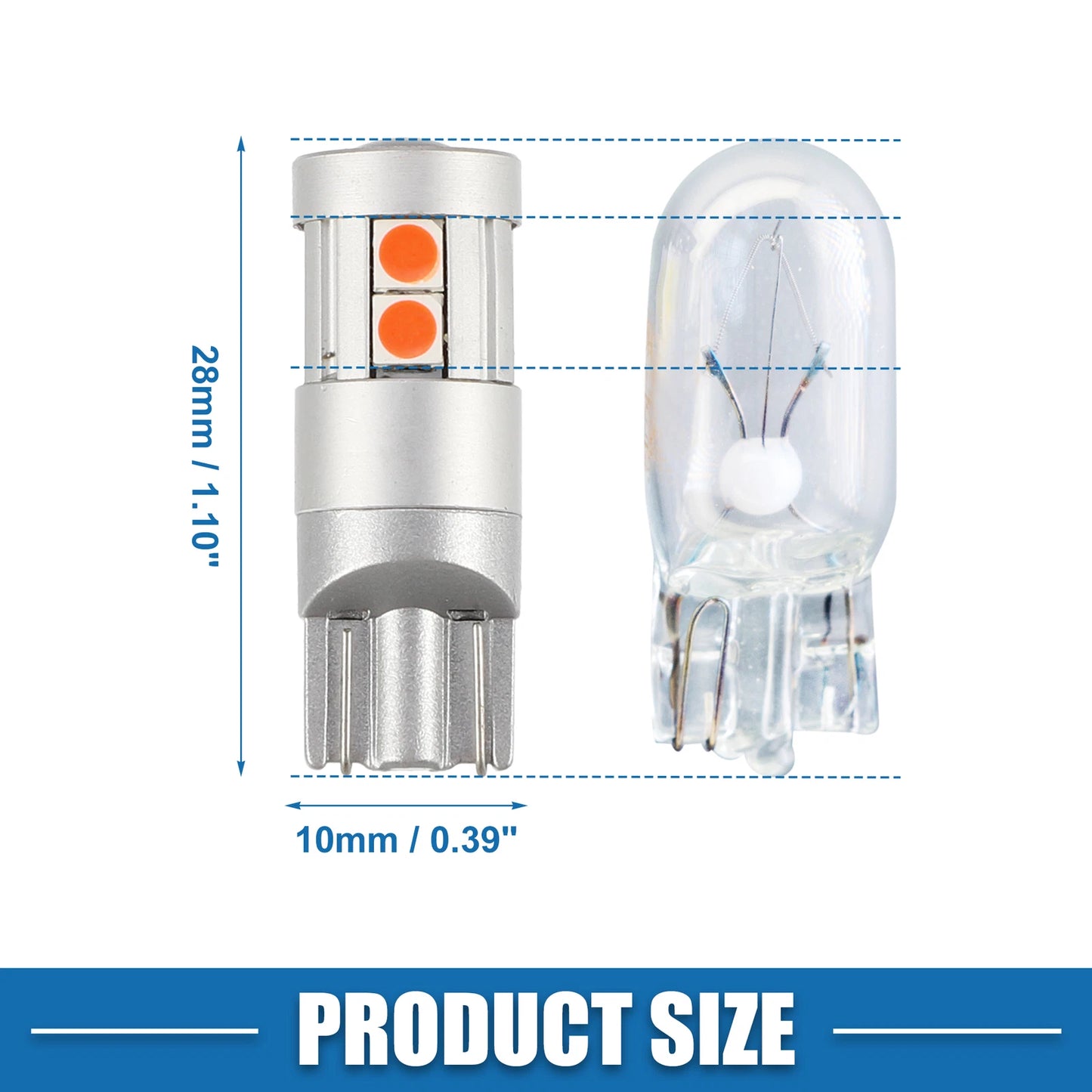 2X T10 194 168 W5W 2825 3030 9SMD LED Bulbs Aluminum Alloy Red Light