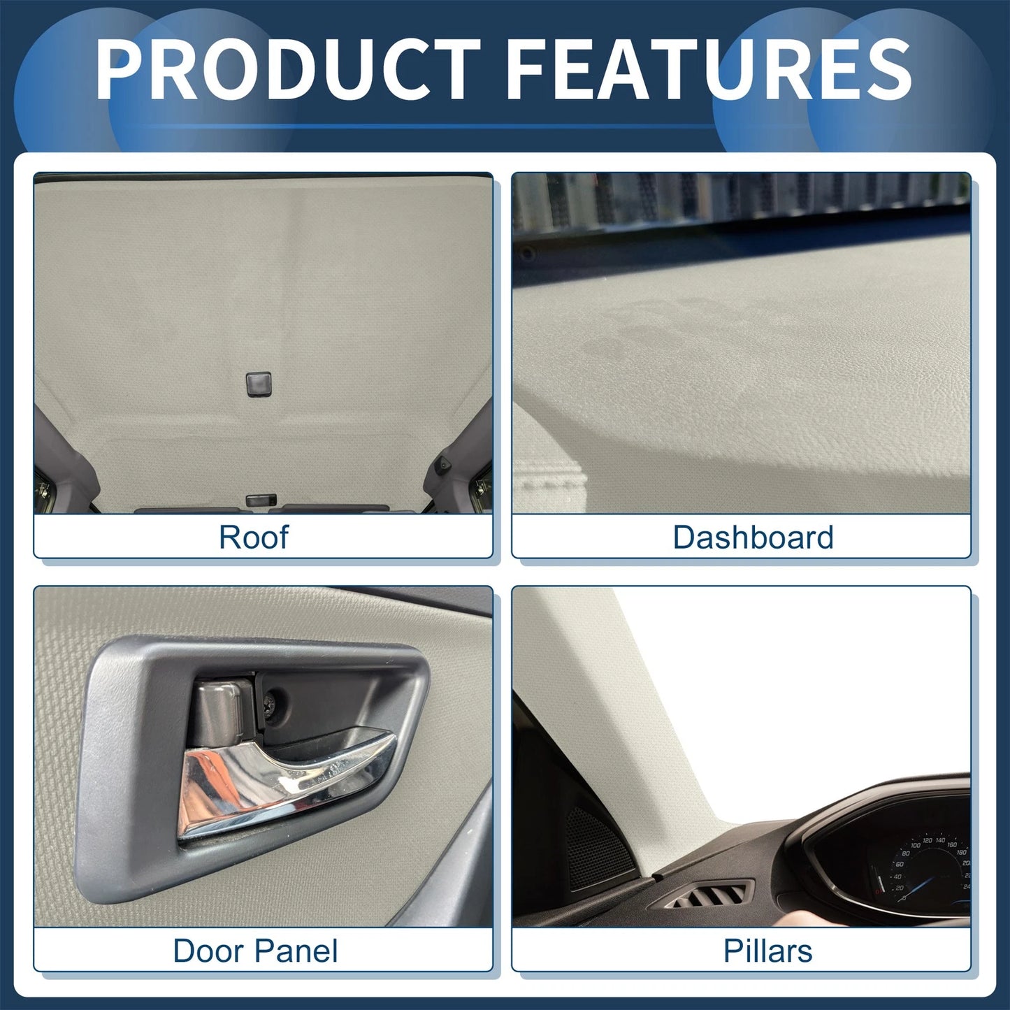 Mesh Fabric Headliner for Car Roof Repair 60"x19" Light Gray
