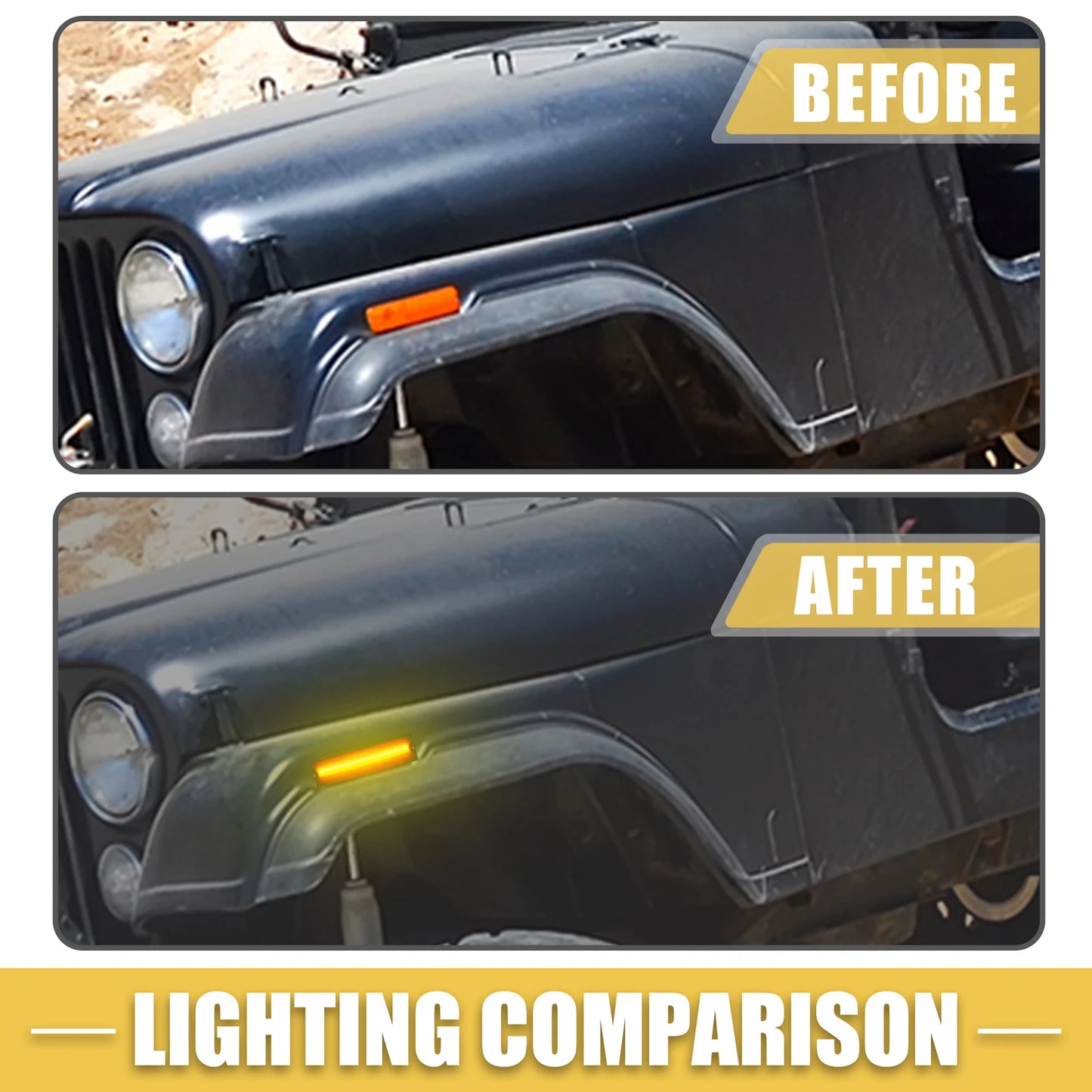 2X Front LED Side Marker Light 56001424 for Jeep  Black Amber