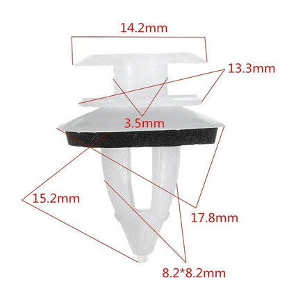 Fastener Clips 100pcs White With Seal Ring Fender Replacement Rivets for Car