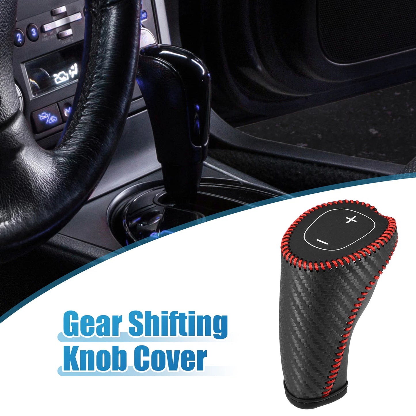 Gear Shifting Knob Cover Trim for Chevy Equinox Malibu (2010–2023) Black Red Stitches