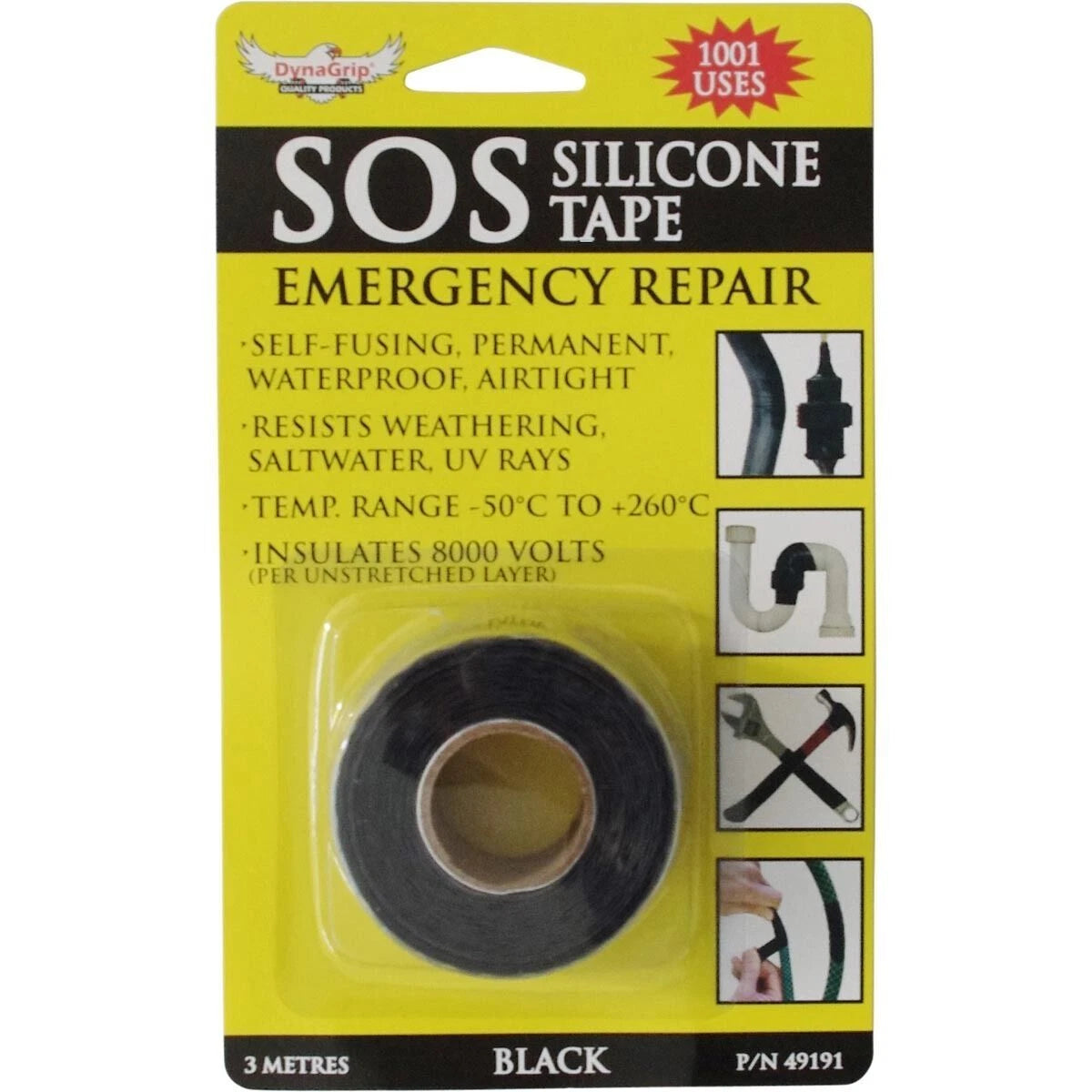 DynaGrip Silicone Tape Black for Automotive Use (3.5m)
