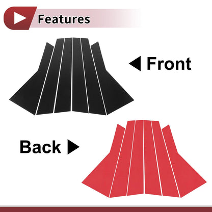 6 Pcs Door Pillar Window Trim for Audi Q7 (2016–2023) Black Carbon Fiber
