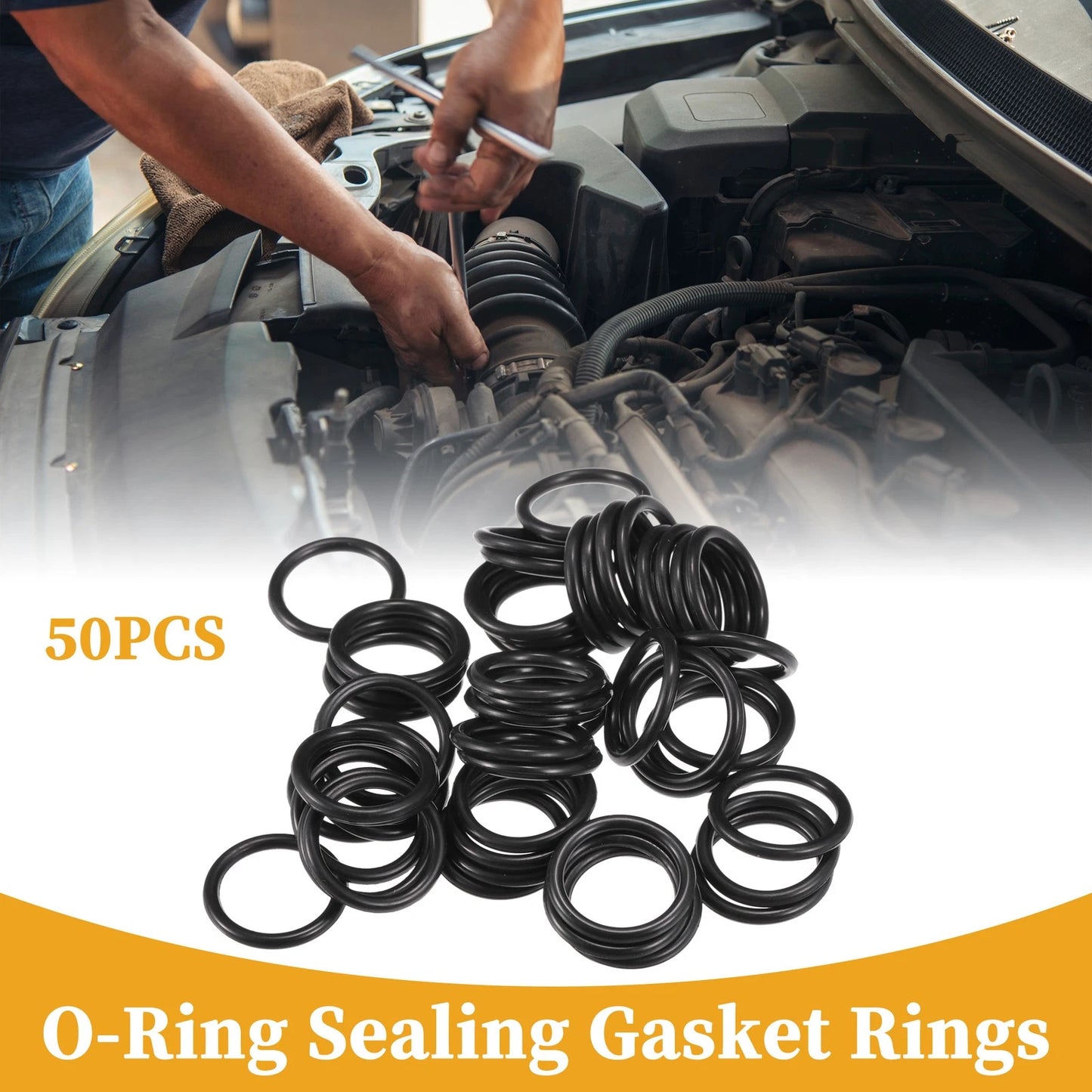 50pcs NBR Rubber O Ring Seal Gasket for Cars Trucks (Universal) 10mm ID x 1.5mm CS