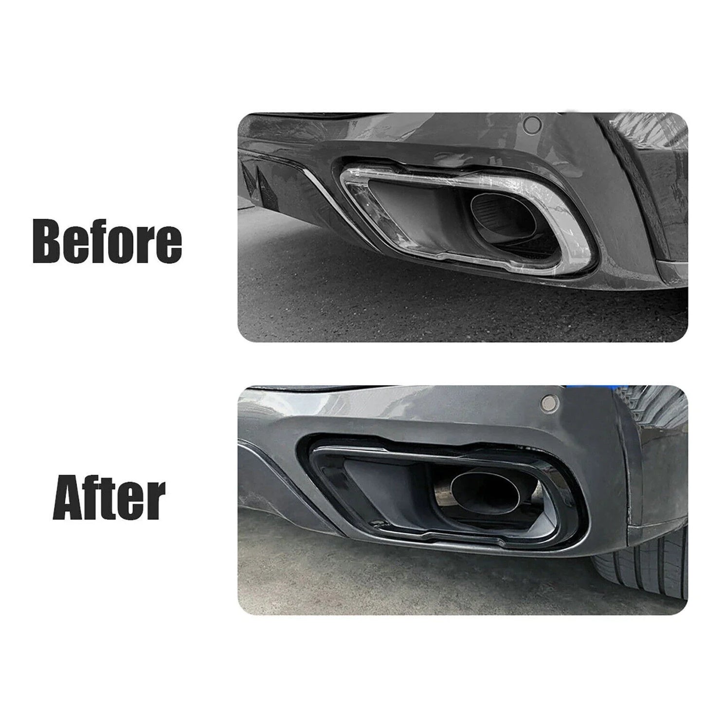 2X Black Stainless Exhaust Pipe Cover Trim for BMW X5 G05 X7 G07 (2019–2021)