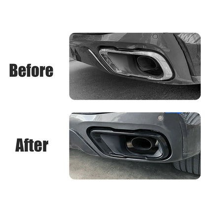 2X Black Stainless Exhaust Pipe Cover Trim for BMW X5 G05 X7 G07 (2019–2021)