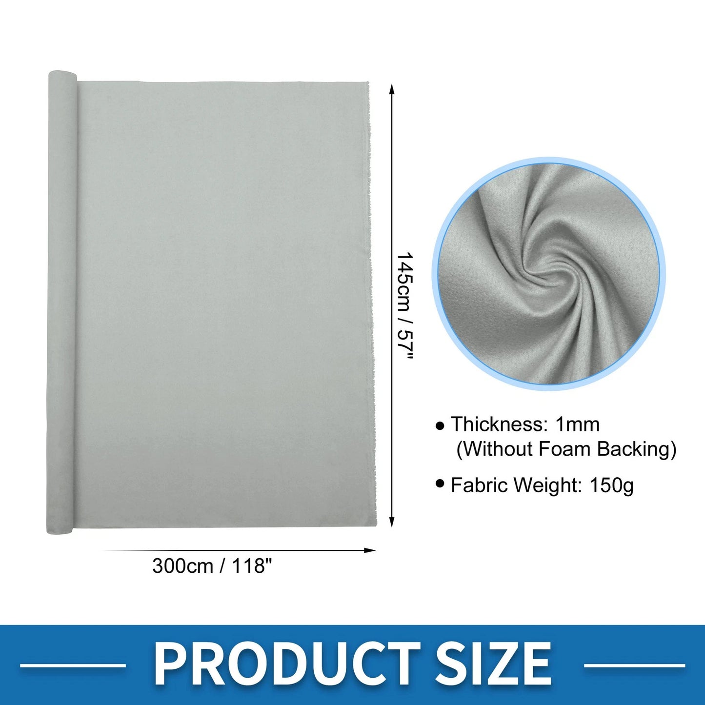 150G Suede Fabric Headliner for Car Roof Repair - Light Gray (118"L x 57"W)