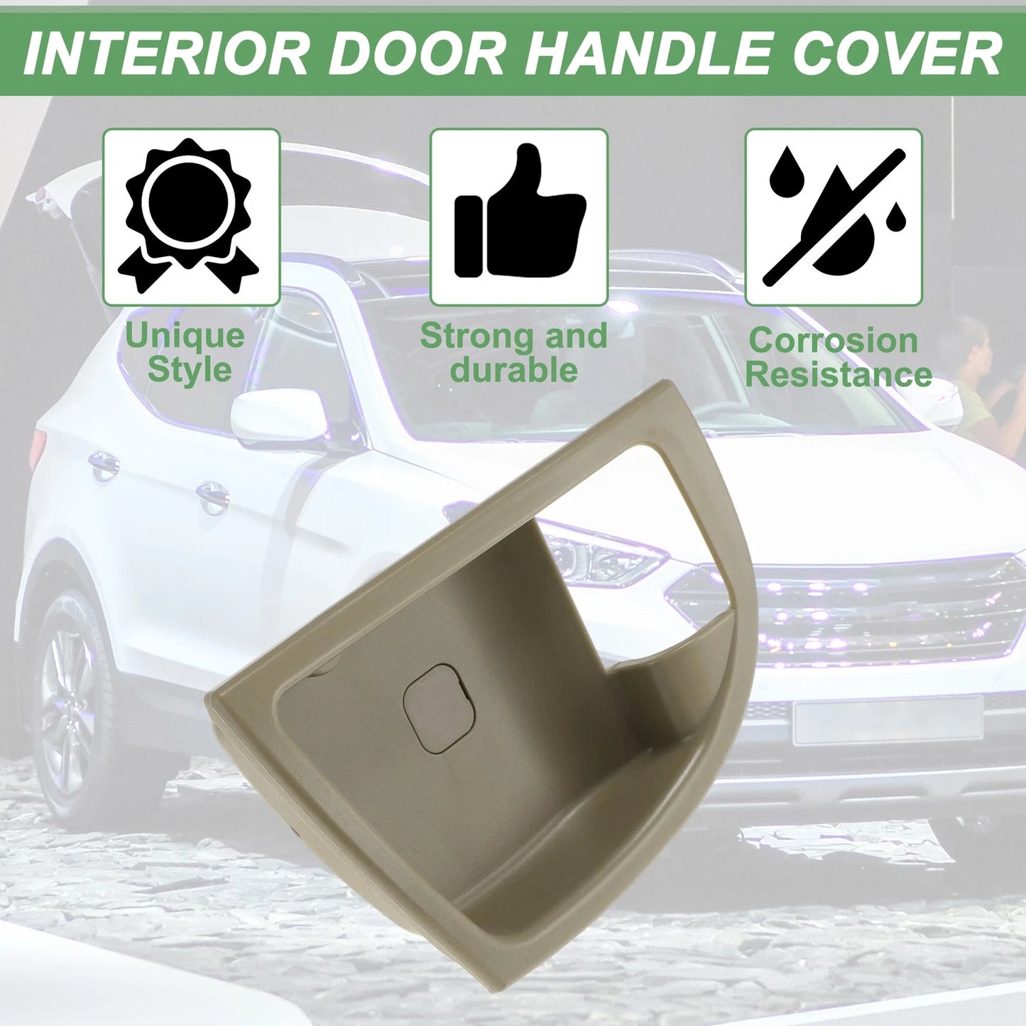Front Right Interior Door Handle Trim Bezel for Hyundai Santa Fe (2007–2012) Beige
