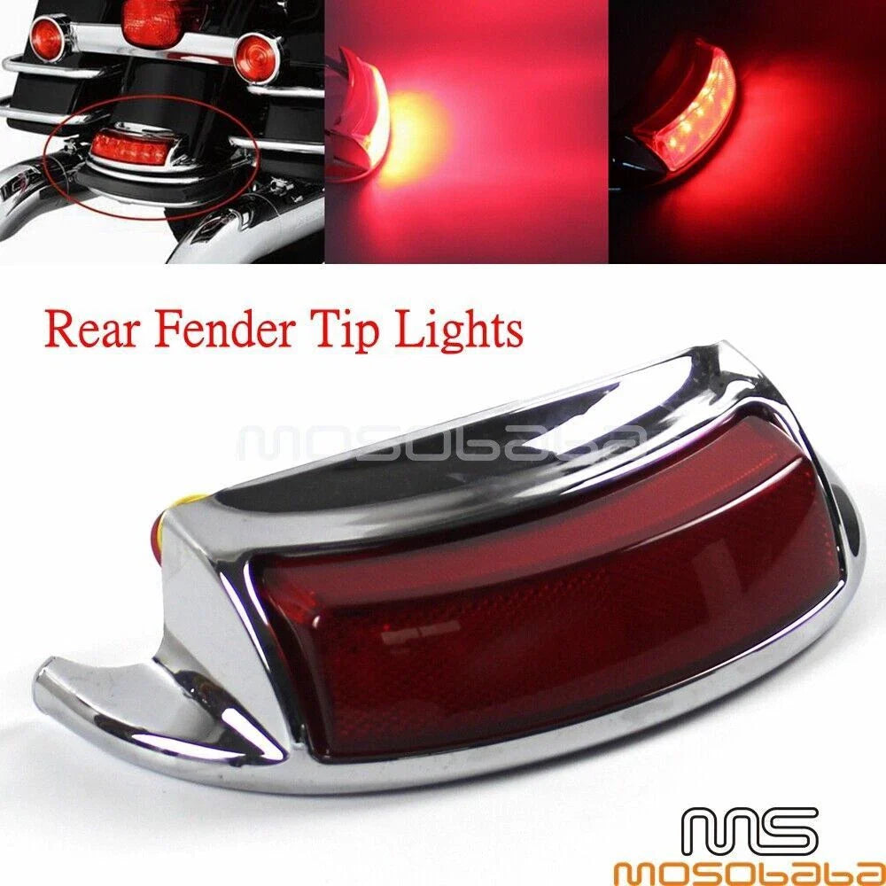 Chrome Brake LED Fender Tip Lights for Harley FLHTC FLHTCU FLHTCUL FLHTK (2009-2023)