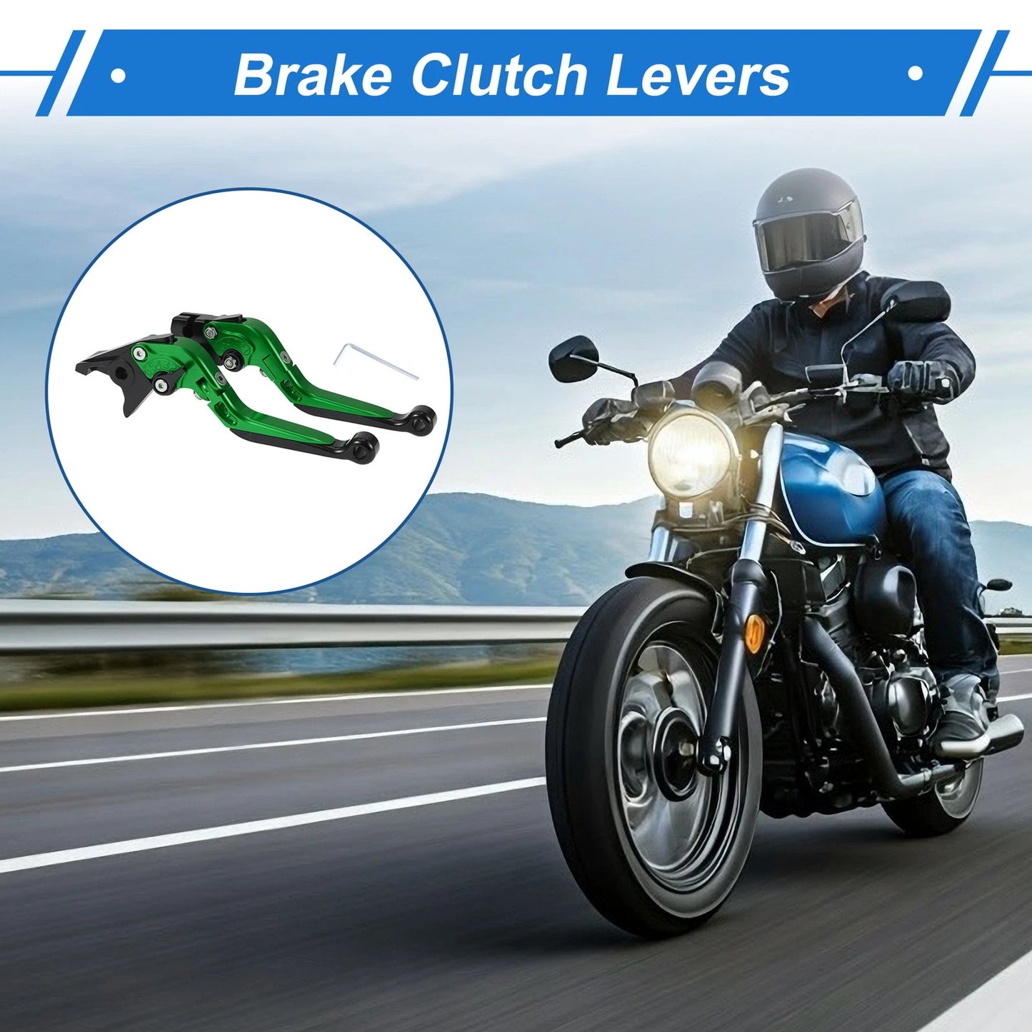 Adjustable Brake Clutch Levers for Yamaha YZF R1 (2002–2003) Green Black