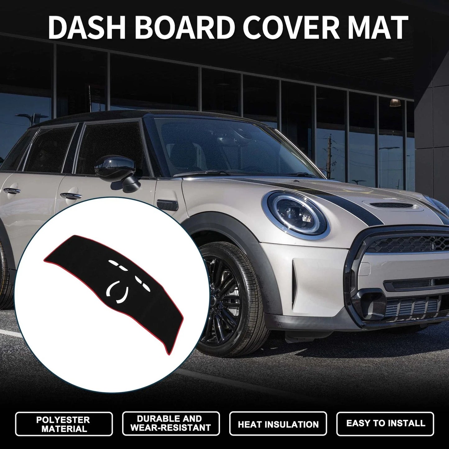 Dash Cover Mat for BMW Mini Cooper Black Red (2014 - 2024)