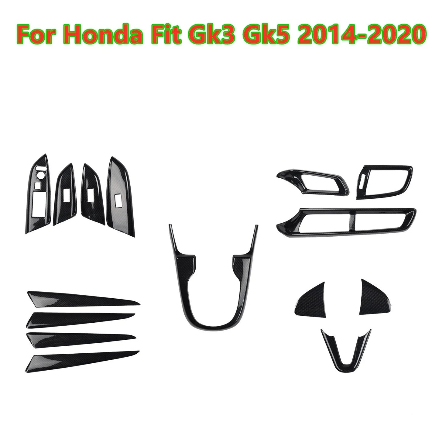 Carbon Fiber Accessory Interior Cover Trim for Honda Fit GK3 GK5 (2014–2020)