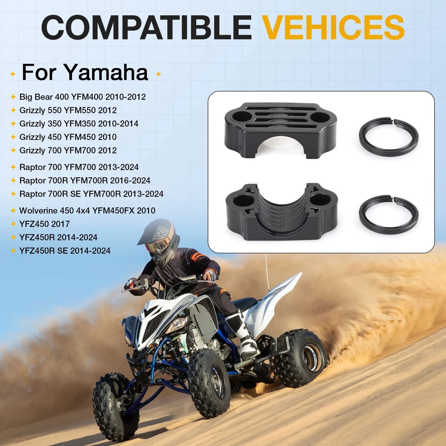 Steering Stem Bushing w/Seal Kit for Yamaha YFZ450R YFM700/700R YFM350 YFM400 (2009–2014)