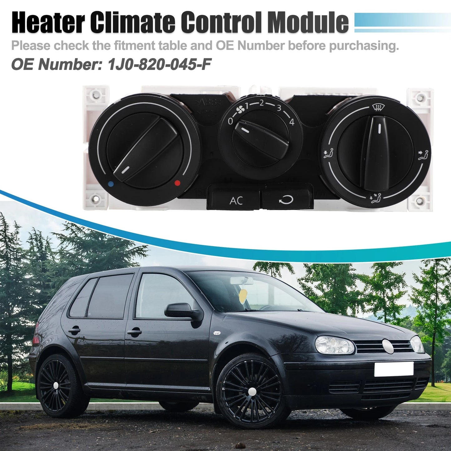 AC Control Panel No. 1J0820045F for VW Golf Jetta GTI (2006–2010)
