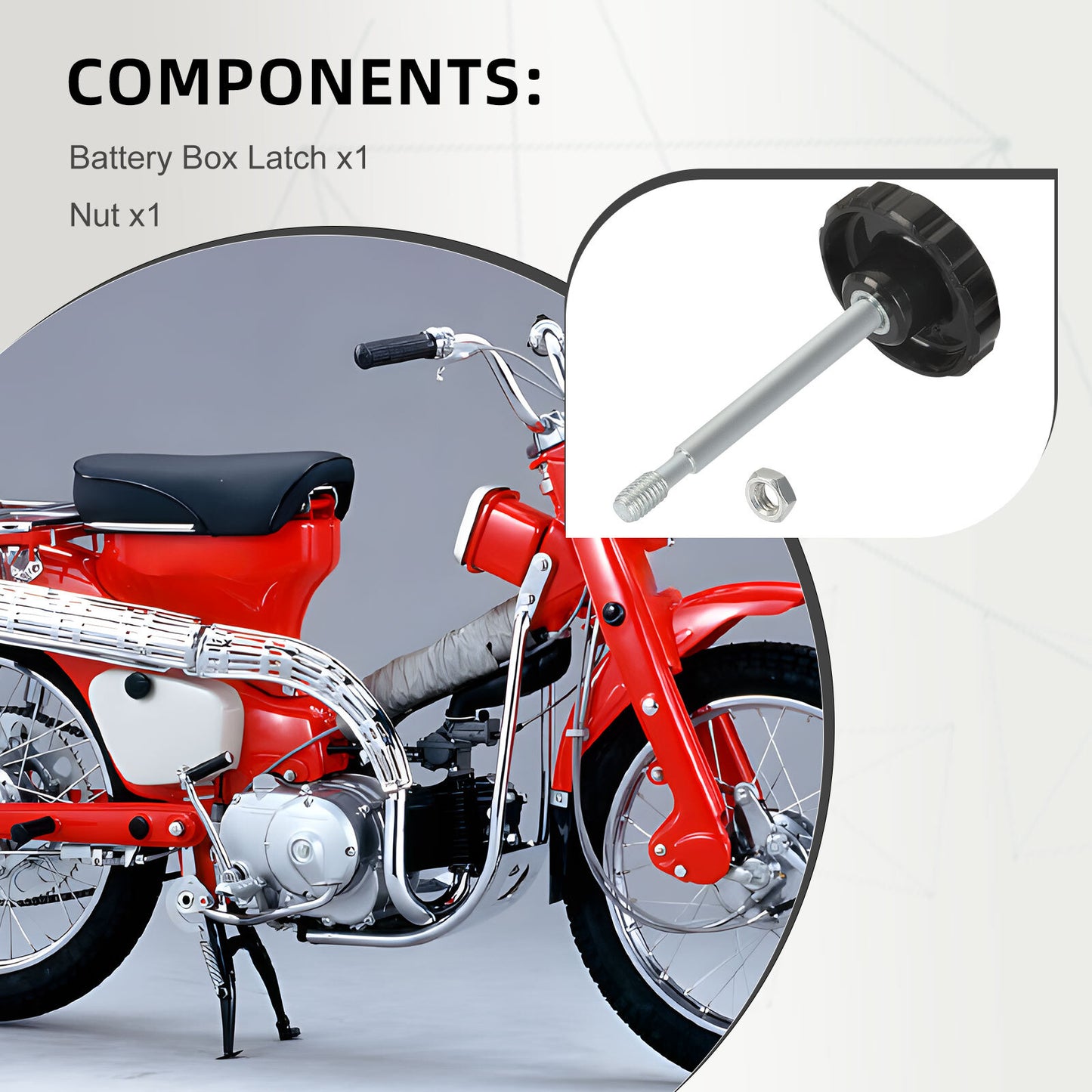 Battery Box Latch Knob for Honda C70M CA72 CA77 CT90 CT110 CT200 (1970–1979)