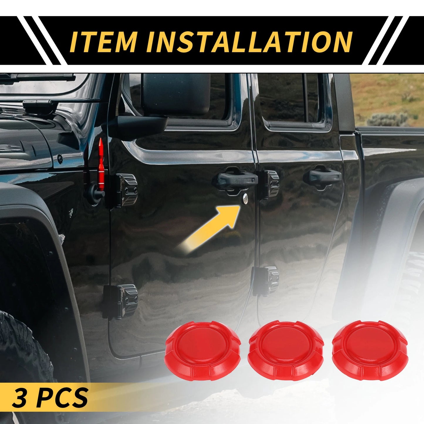 3pcs Door Key Jack Cover for Jeep Wrangler JL JLU (2018–2022) Red