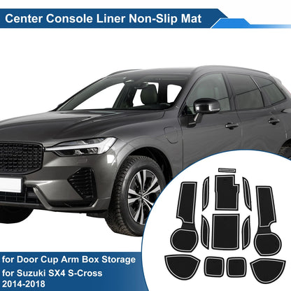 Set of 13 Non-Slip Mats for Suzuki SX4 S-Cross (2014–2018) PVC White