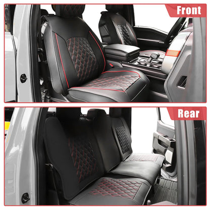 Set of 5 Front Rear Seat Covers for GMC Sierra  Black Red
